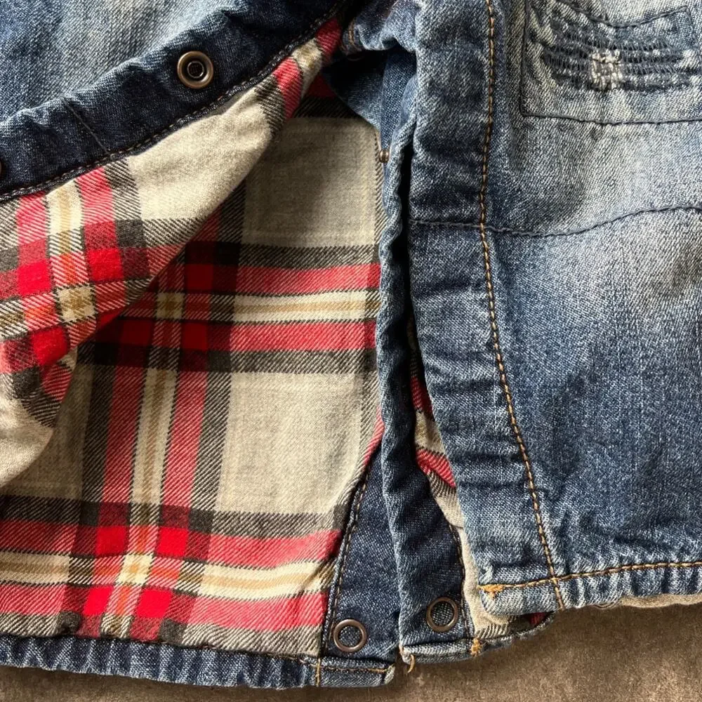 Vintage OshKosh Flannel Lined Denim Overalls 12M